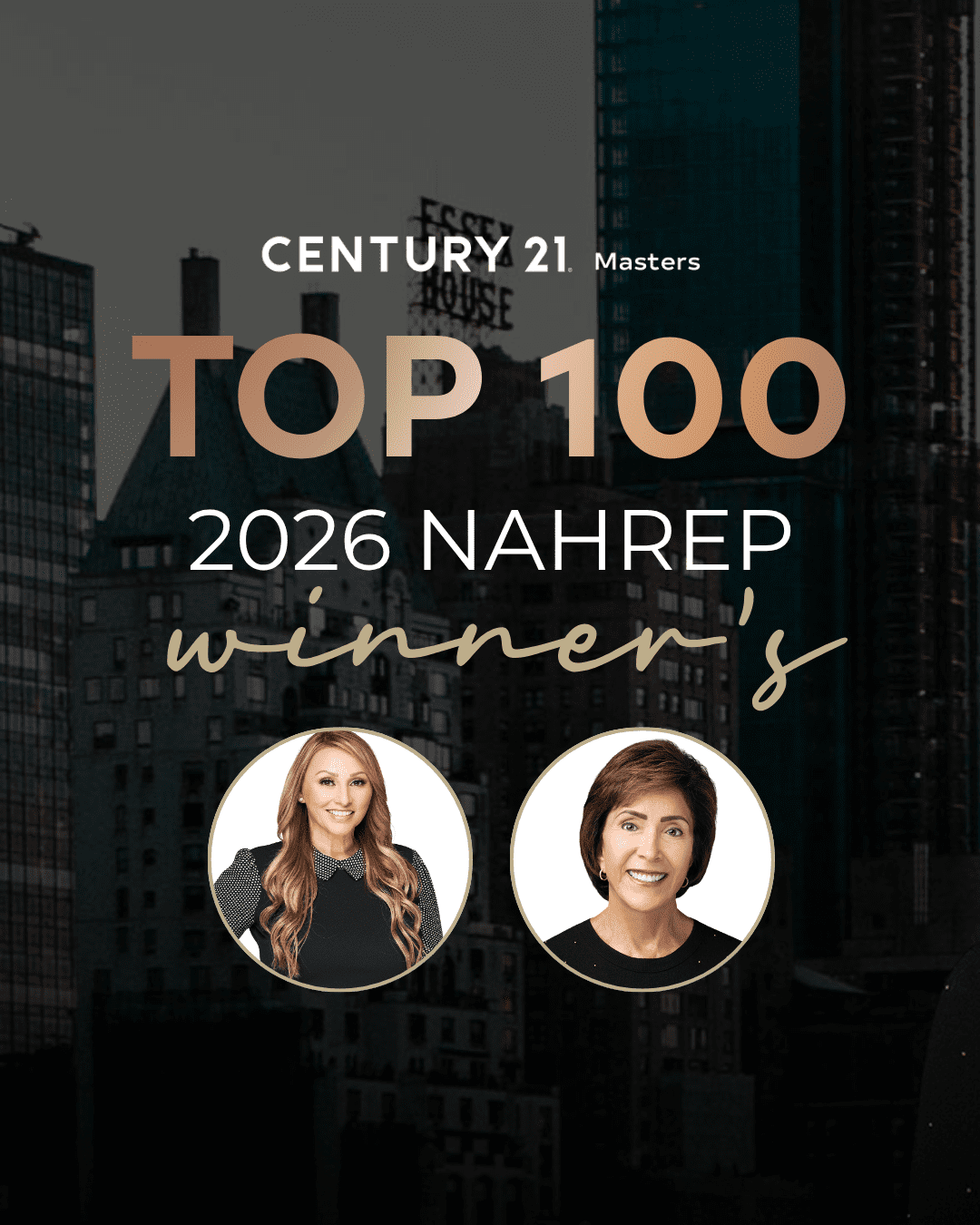 Century 21 Masters Top 100 2026 NAHREP winners — Veronica Salazar and Marty Rodriguez